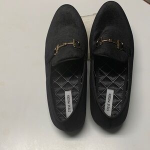 Steve Madden Black Loafers with Gold Detail